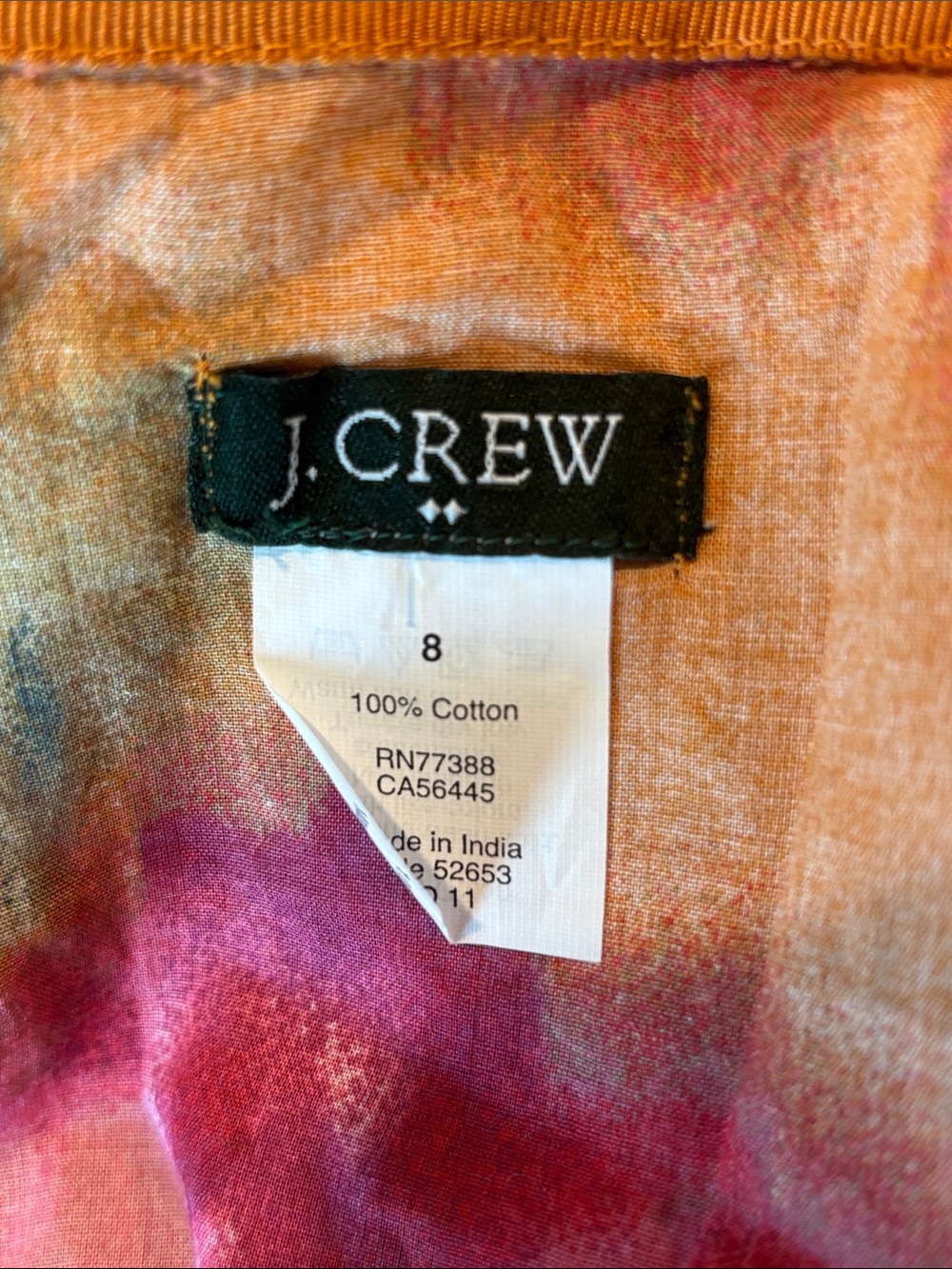 J. Crew Pink and Orange Tie-Dye Cotton Top